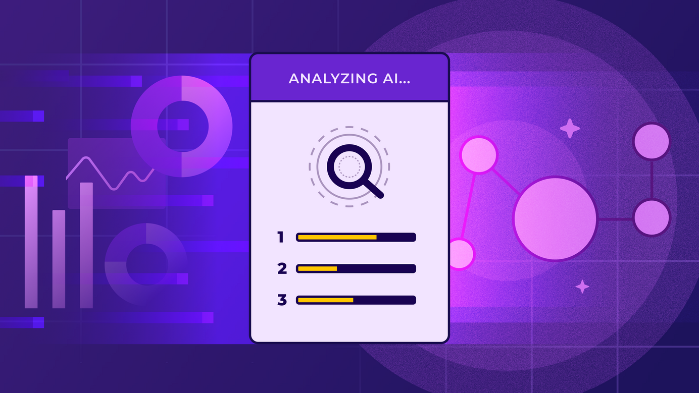 Charts and numbers go through a window, analyzing input and the data model.
